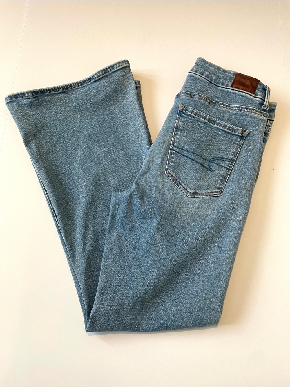 American Eagle Outfitters Super High Rise Flare Light Blue Jeans